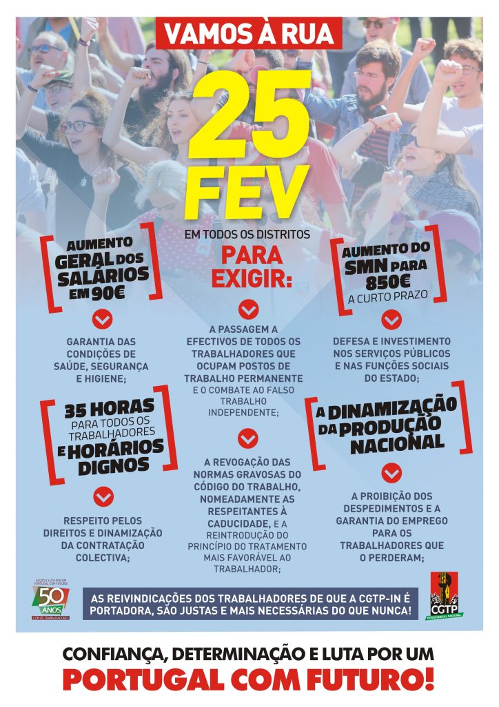 Cartaz de jornada de luta de 25 Fevereiro de 2021